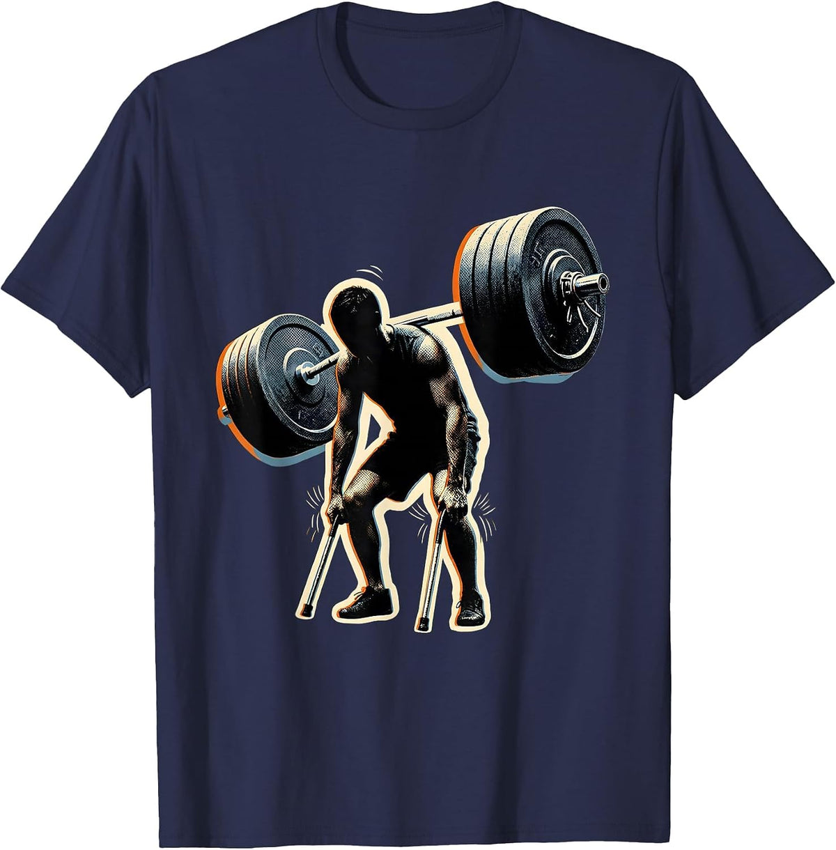 Tiny Exhausted Lifter Funny Gym Workout Meme T-Shirt - Navy Blue