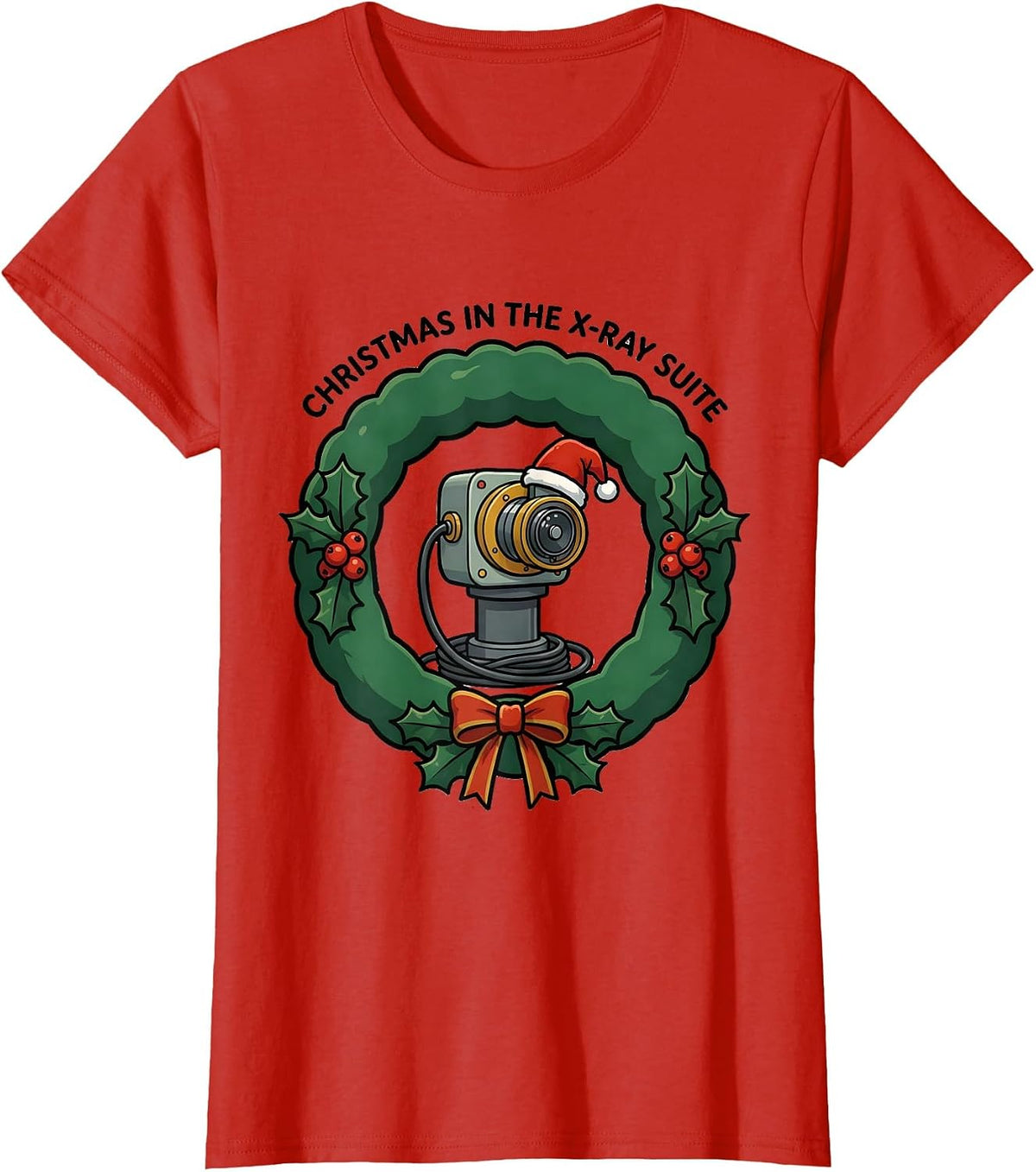 Christmas In The X-Ray Suite Funny Radiology Tech Holiday T-Shirt - Red