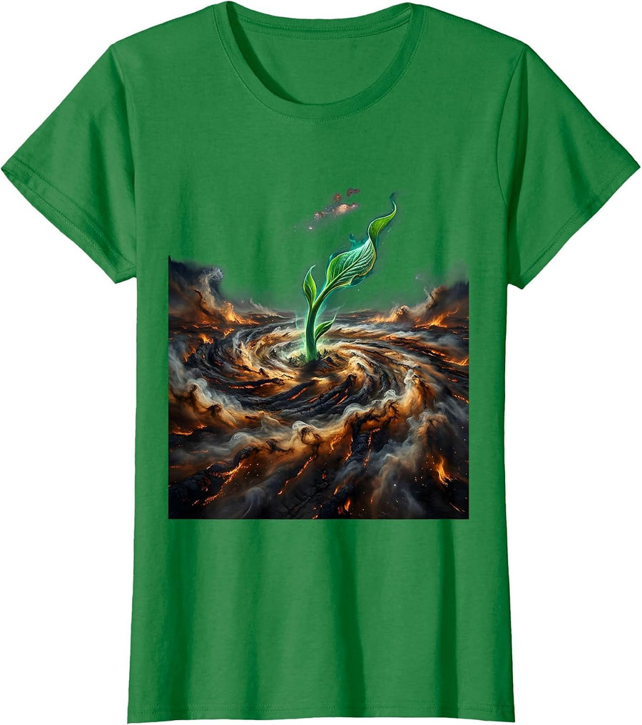 Women's Suicide Prevention Wildfire Hope Green Shoot T-Shirt - Kelly Green