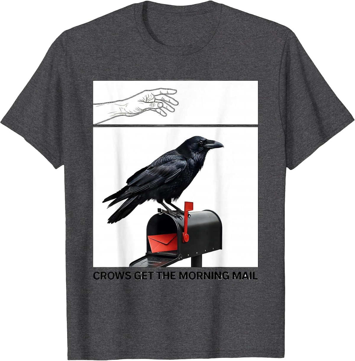 Men's Crows Get The Morning Mail Dark Humor Crow Lover Gothic T-Shirt - Dark Heather Grey
