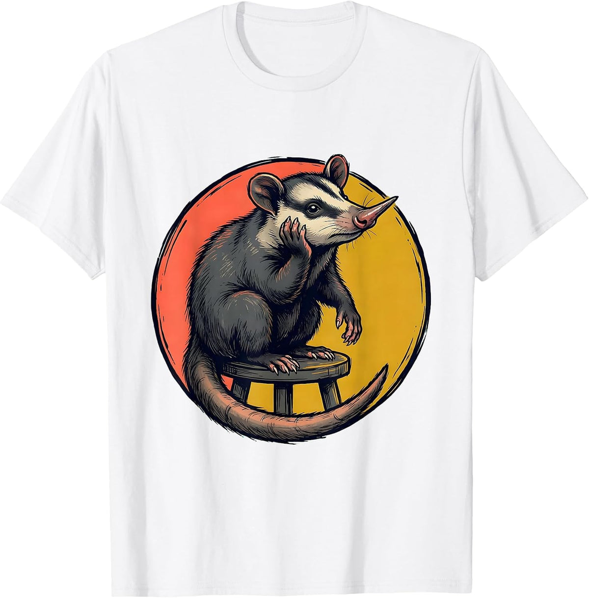 Men's Sealed Opossum Marker Outline Funny Animal Meme T-Shirt - White