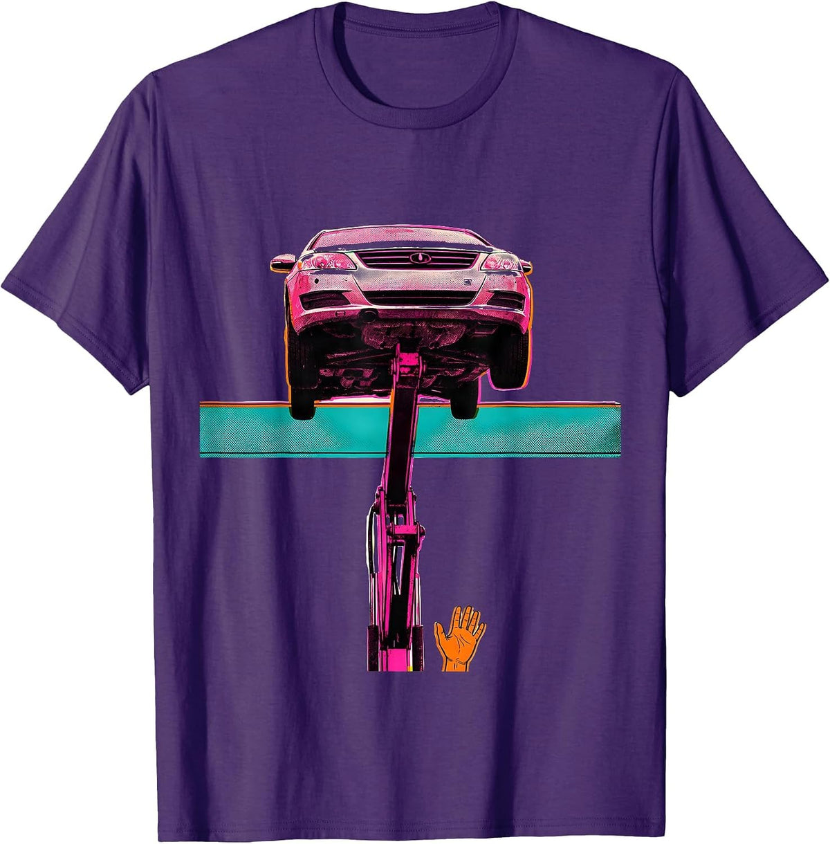Men's Mechanical Hydraulic Lift Workplace Humor Auto Repair T-Shirt - Purple
