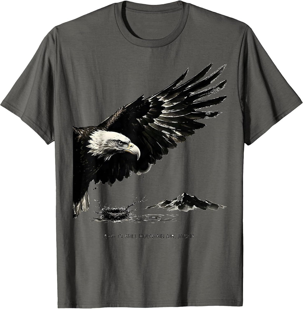 Men's Rest In Still Mountain Air Jackie Vintage Bald Eagle T-Shirt - Asphalt Grey