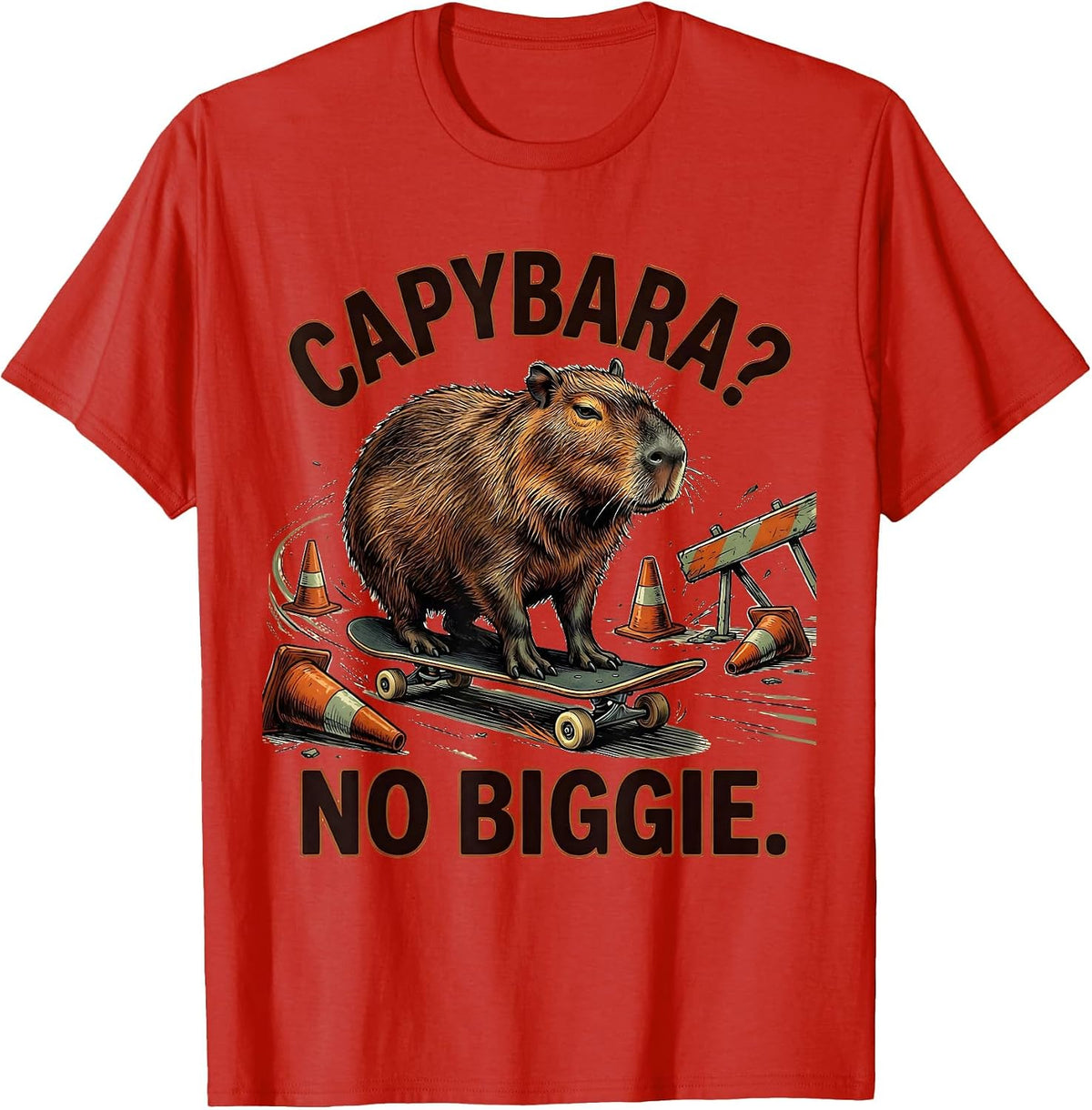 Men's Capybara? No Biggie Funny Animal Lover Meme Humor T-Shirt - Red