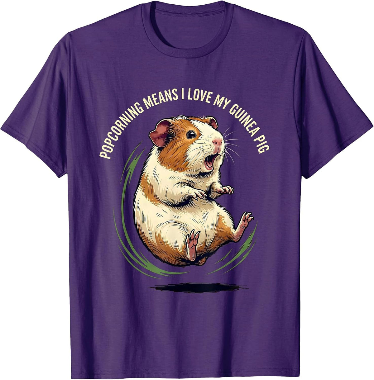 Men's Popcorning Means I Love My Guinea Pig Funny Guinea Pig Lover T-Shirt - Purple