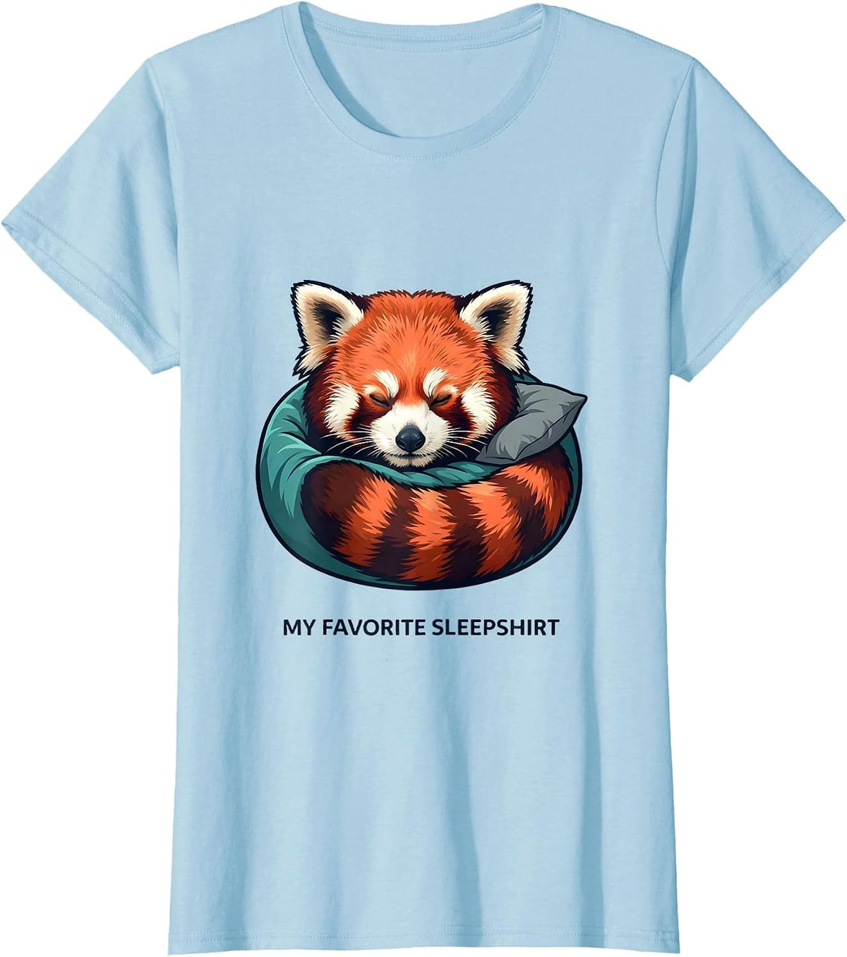 My Favorite Sleepshirt Cute Red Panda Sleeping Pajamas Boys T-Shirt - Baby Blue