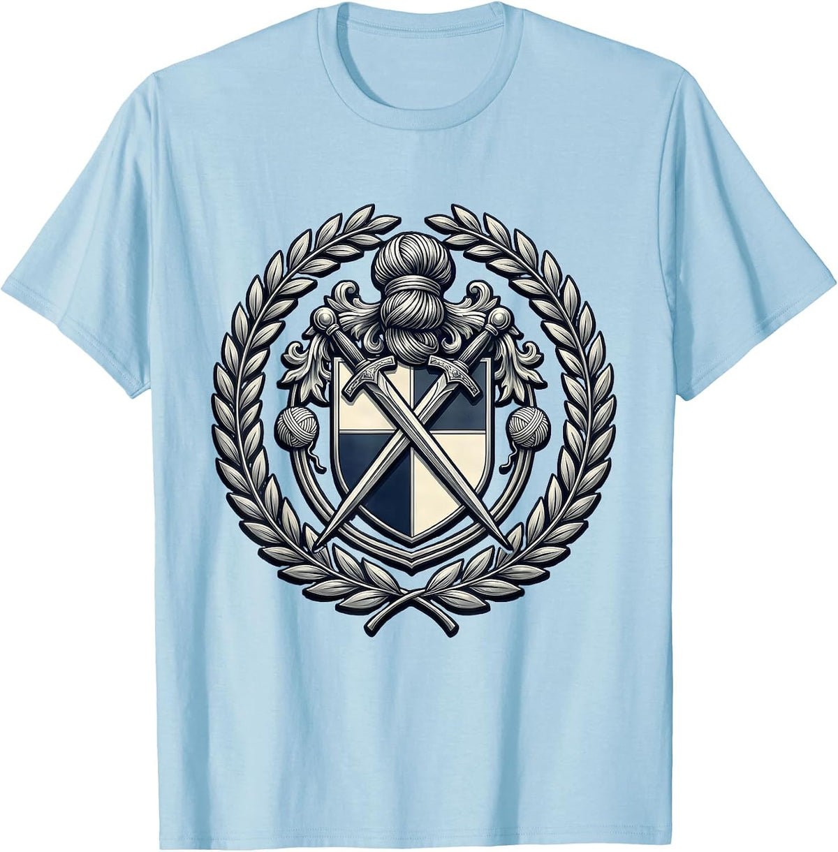 Men's Great Grandma Silver Bun Knitting Needles Graphic T-Shirt - Baby Blue