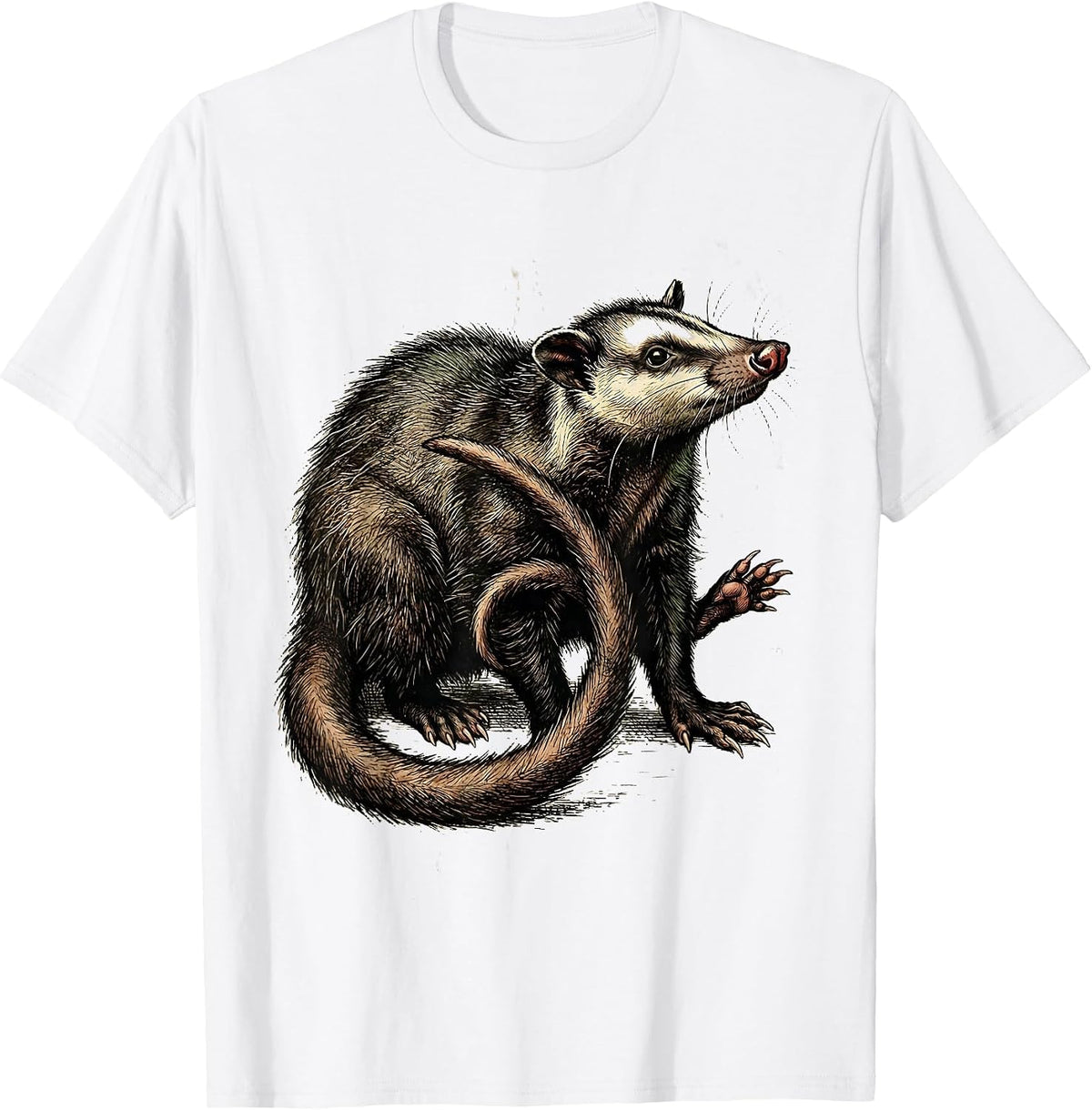 Men's Self-Tangled Opossum Vintage Animal Meme Humor T-Shirt - White