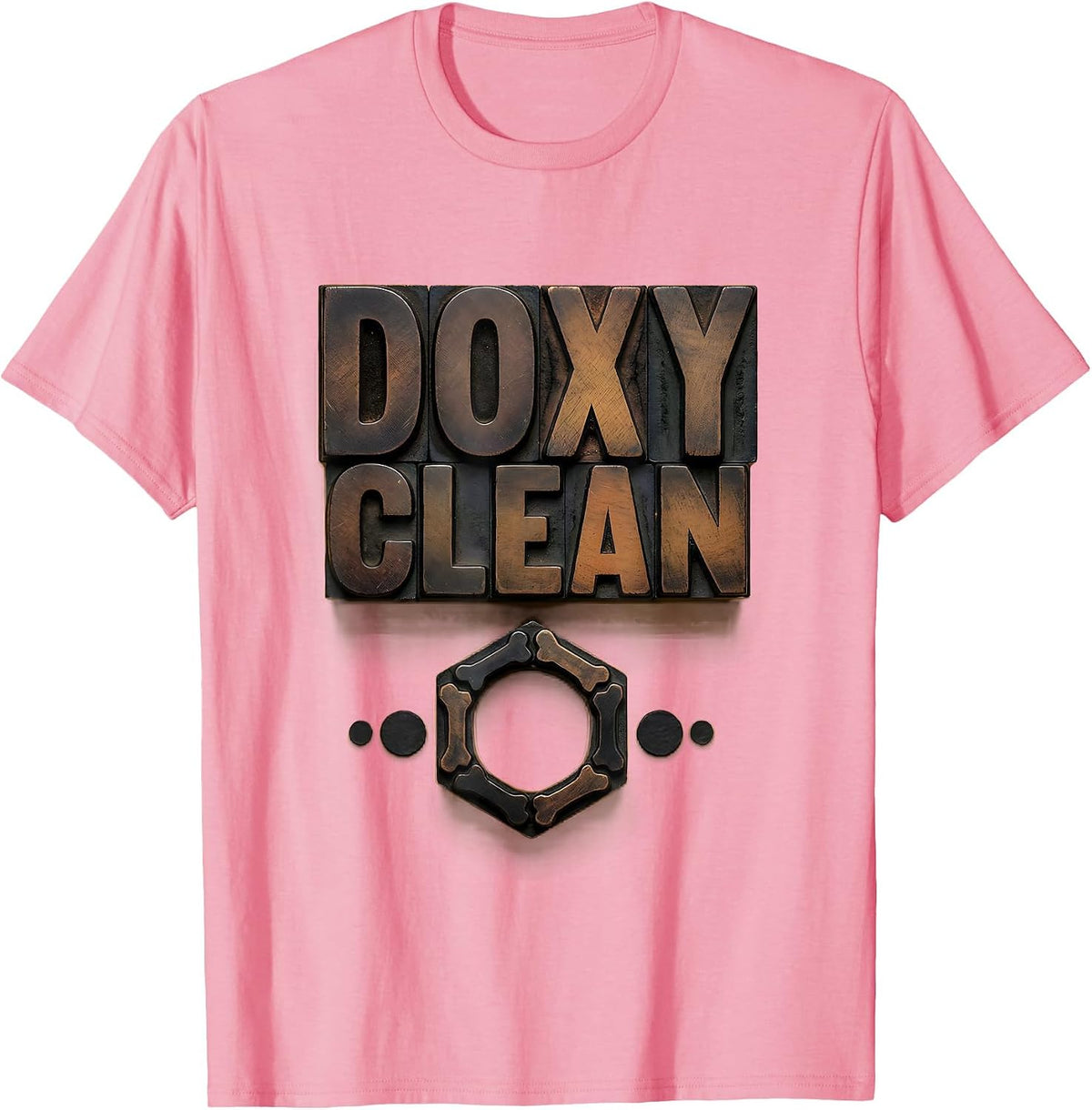 Men's Doxy Clean Wood Type Letterpress Pharmacy Technician Novelty T-Shirt - Pink