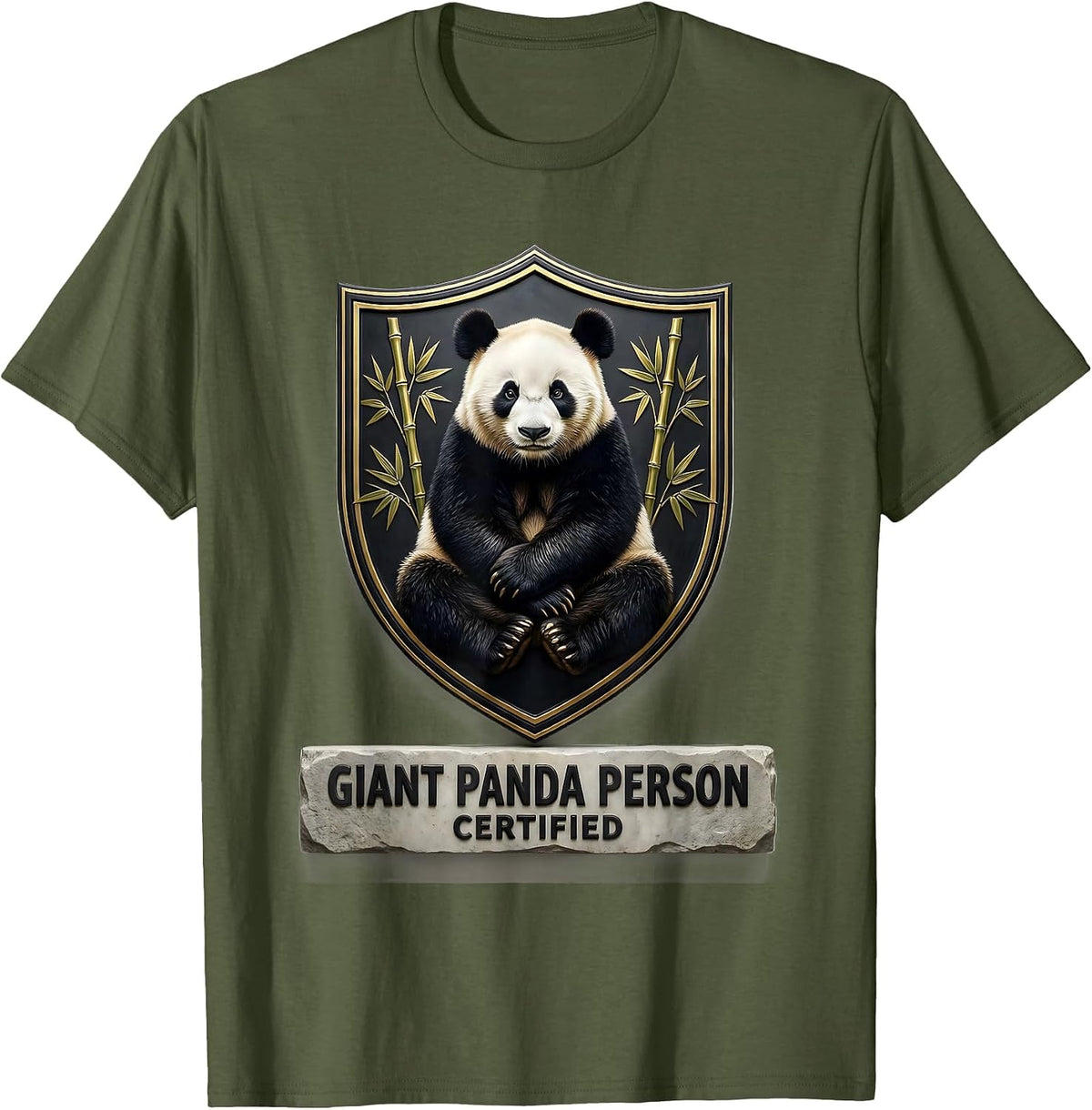 Giant Panda Person, Certified Cute Panda Lover Gift T-Shirt - Olive Green