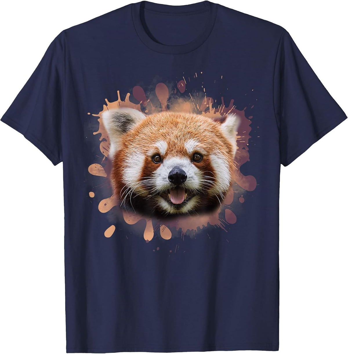 Red Panda cat Bear Illustration T-Shirt - Navy Blue