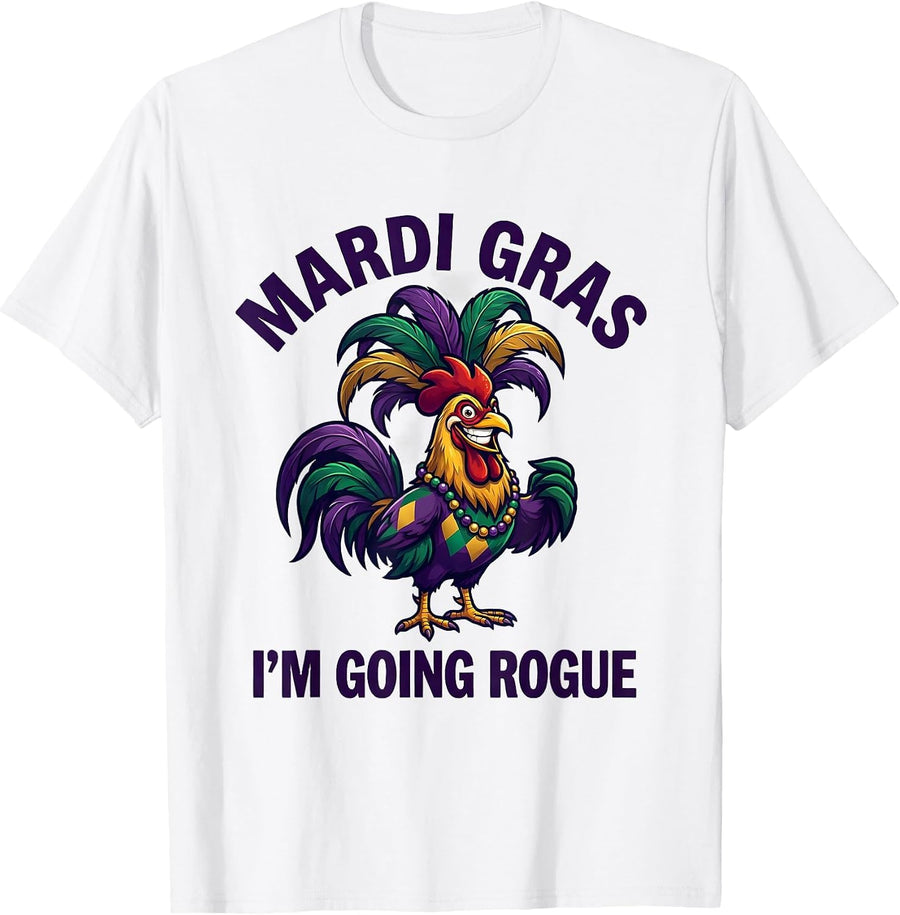 Men's Mardi Gras, I’m Going Rogue Funny Carnival Costume Party T-Shirt - White