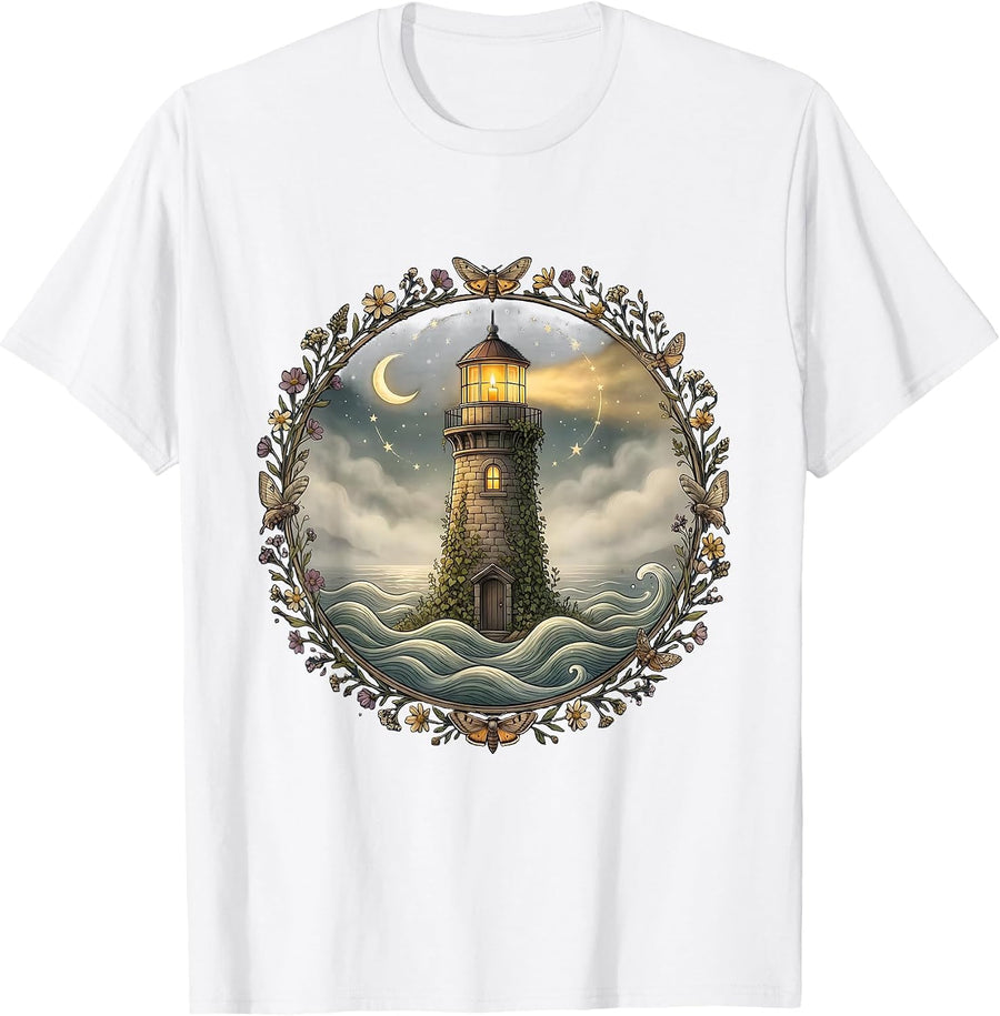 Suicide Prevention Awareness Lighthouse Beam Design T-Shirt - White
