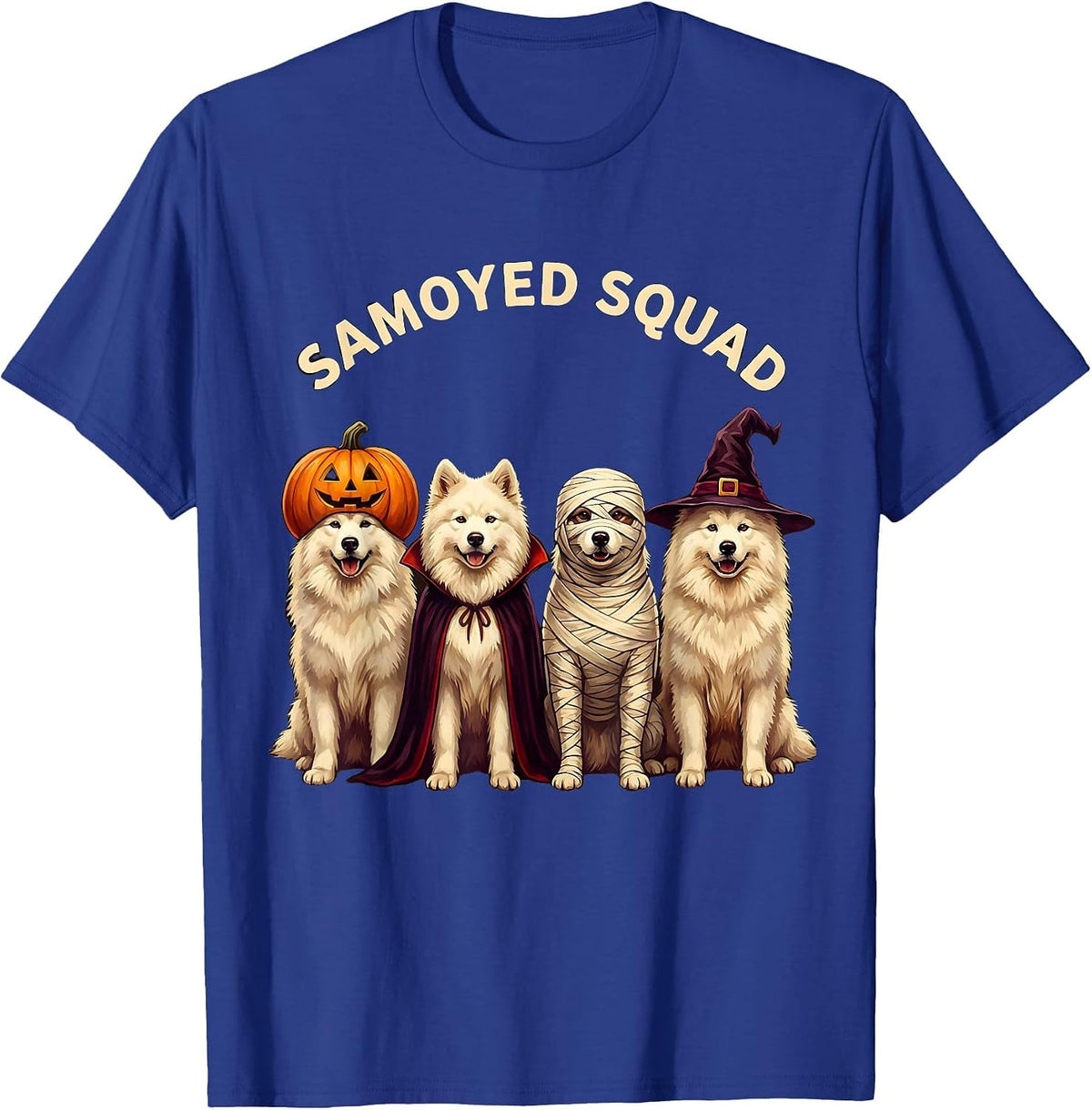 Men's Samoyed Squad Halloween Dog Breed Squad Pumpkin Vampire T-Shirt - Royal Blue