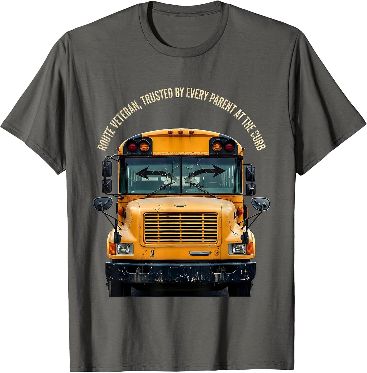 Men's Route Veteran, Trusted By Every Parent At The Curb School T-Shirt - Asphalt Grey
