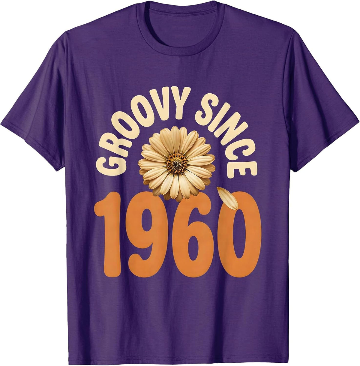 Groovy Since 1960 Retro Floral Hippie Daisy 60th Birthday T-Shirt - Purple