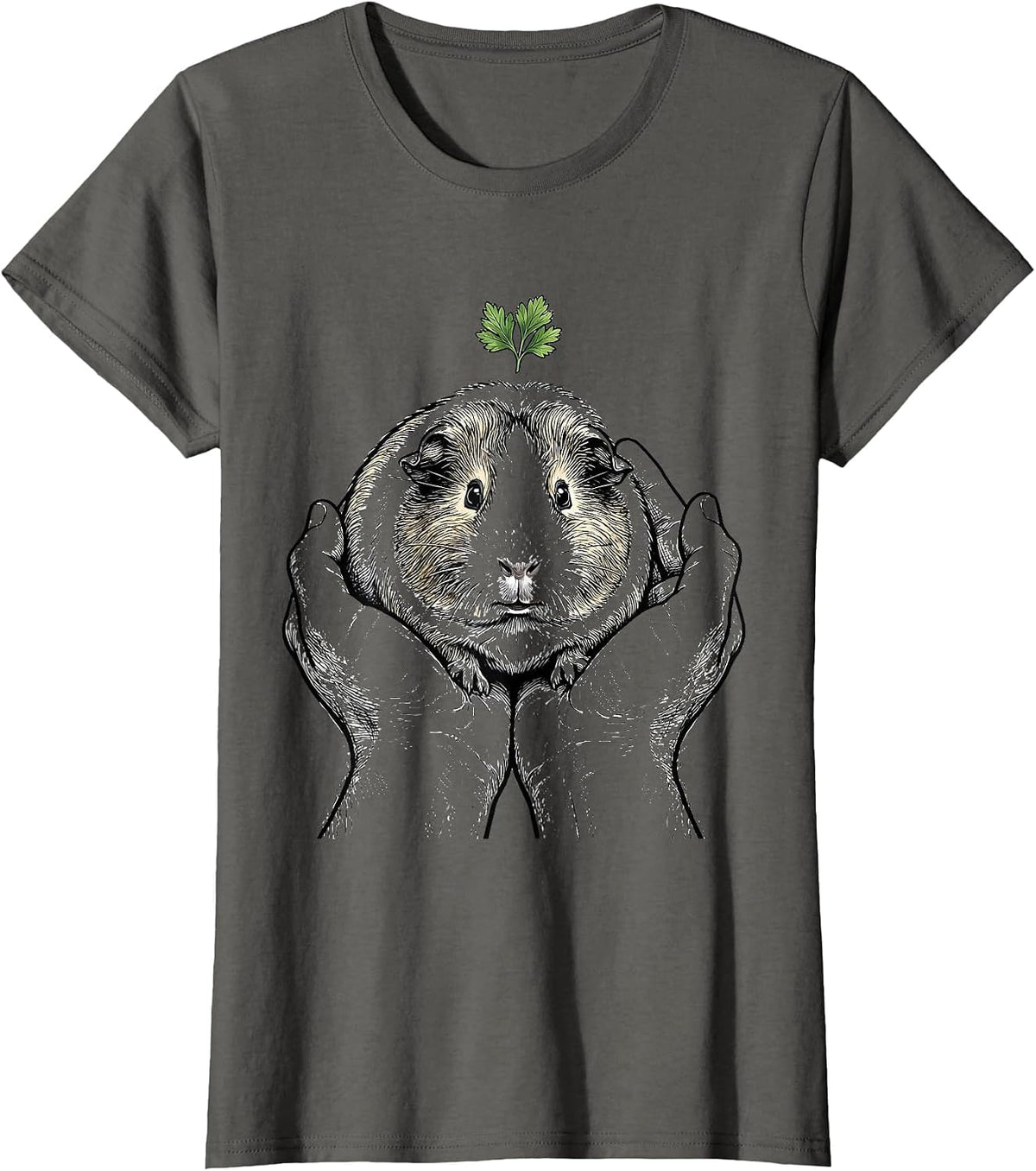 Women's Guinea Pig Hands Cute Pet Lover Gift T-Shirt - Asphalt Grey