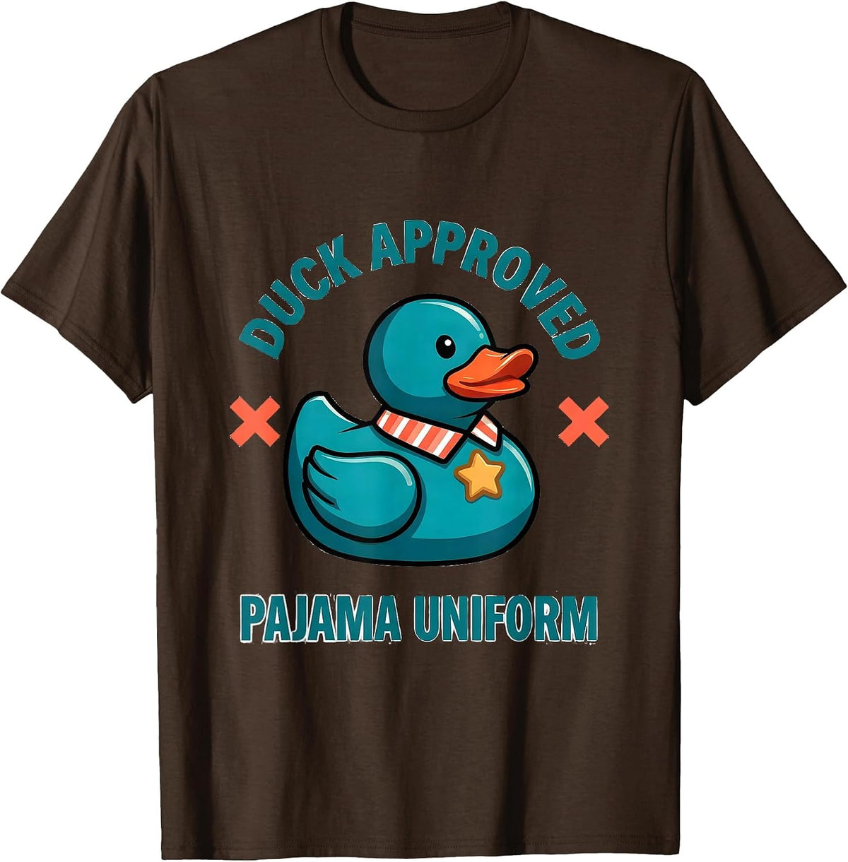 Men's Duck Approved Pajama Uniform Funny Christmas Duck Lover T-Shirt - Brown