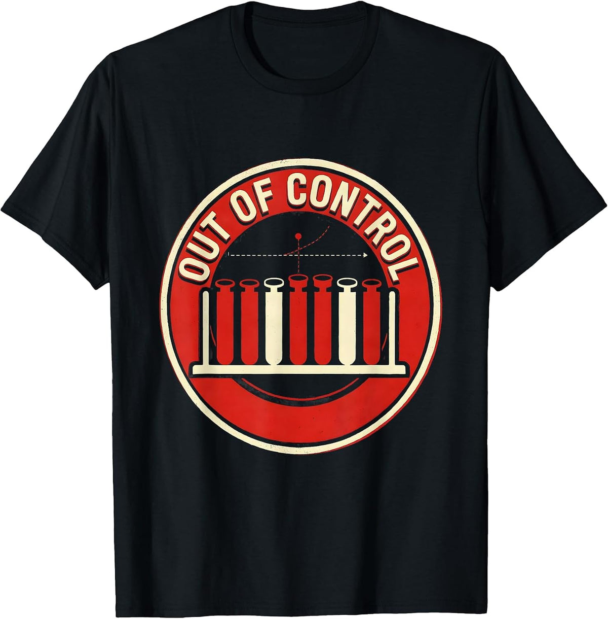 Men's QC Chart Out Of Control Lab Tech Humor Screenprint T-Shirt - Black