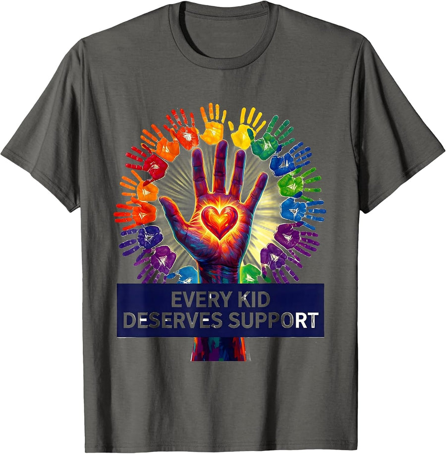 Every Kid Deserves Support School Psychologist T-Shirt - Asphalt Grey
