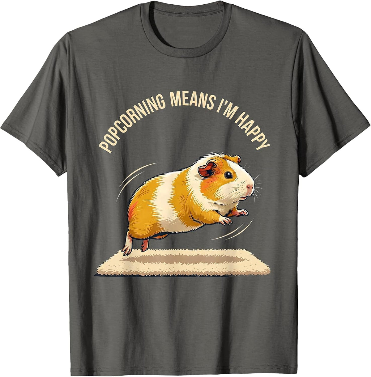 Men's Popcorning Means I’m Happy Funny Guinea Pig Lover Gift T-Shirt - Asphalt Grey