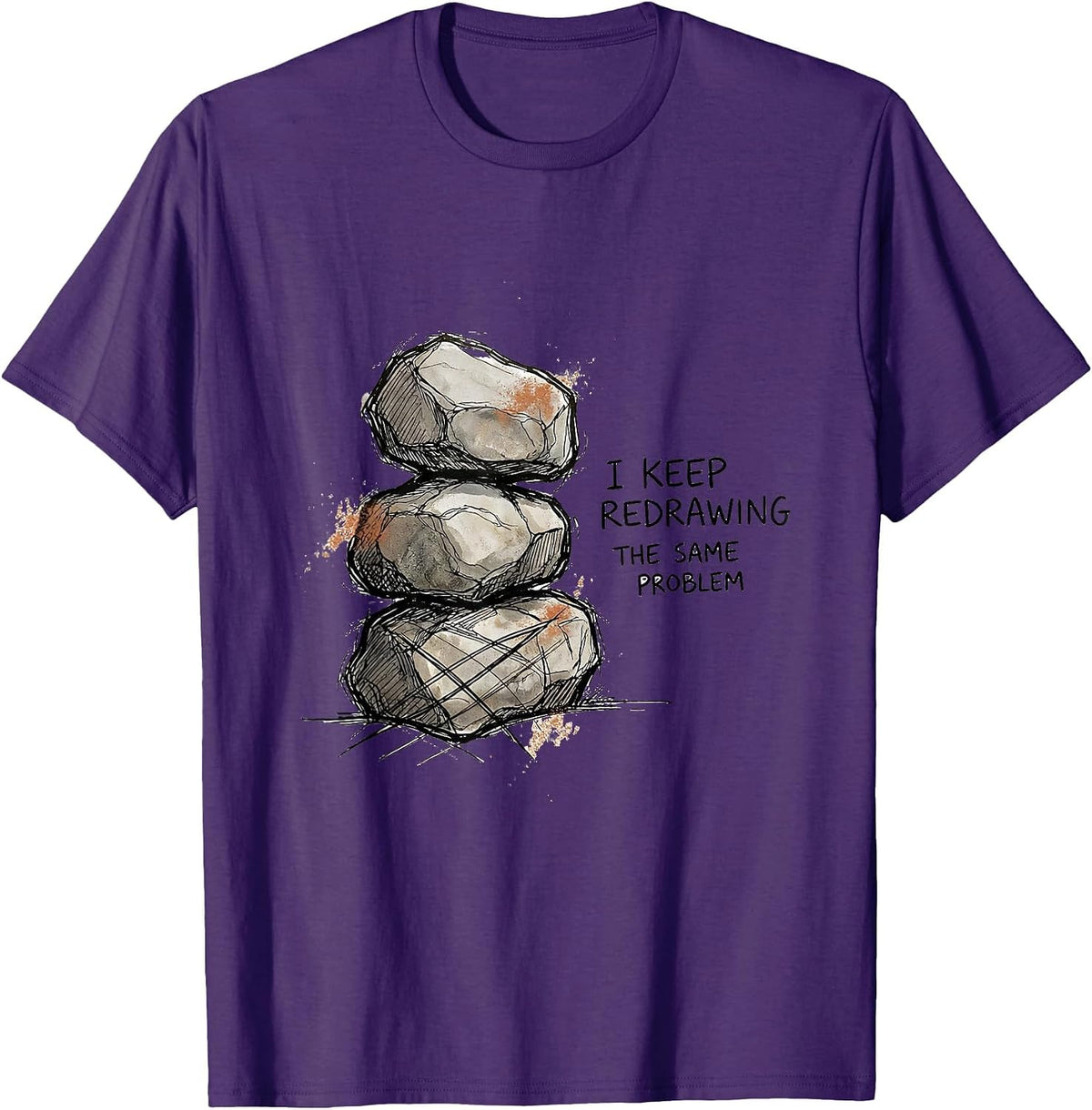 Men's I Keep Redrawing The Same Problem Funny Rock Climbing T-Shirt - Purple