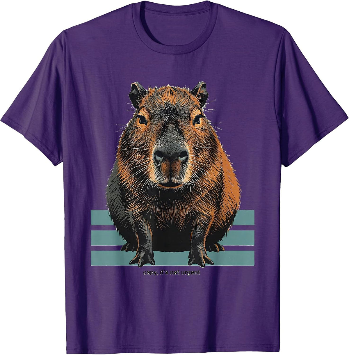 Men's capy it's not urgent Funny Capybara Meme Animal Lover T-Shirt - Purple