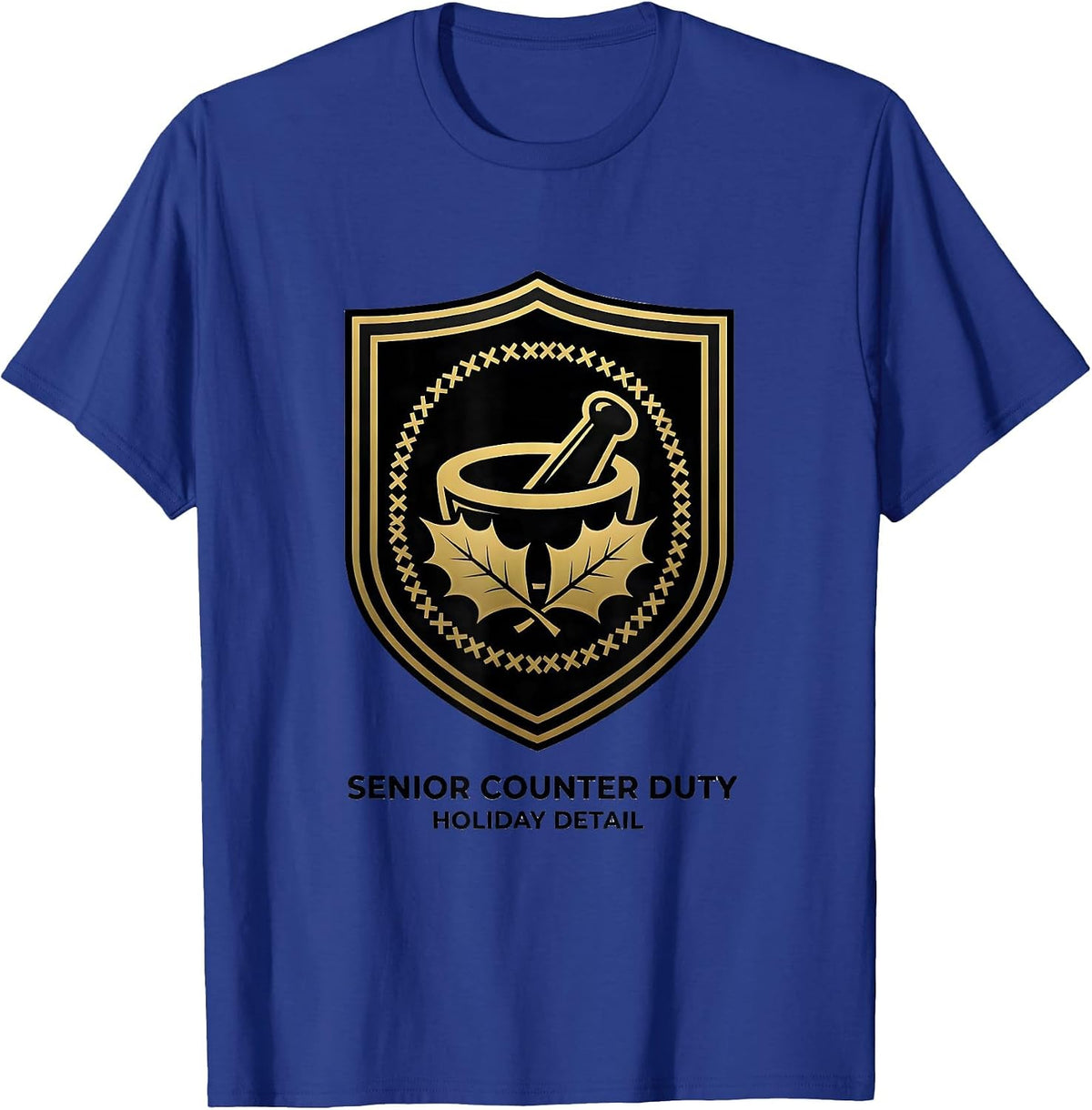 Men's Senior Counter Duty Holiday Detail Funny Pharmacy Squad T-Shirt - Royal Blue