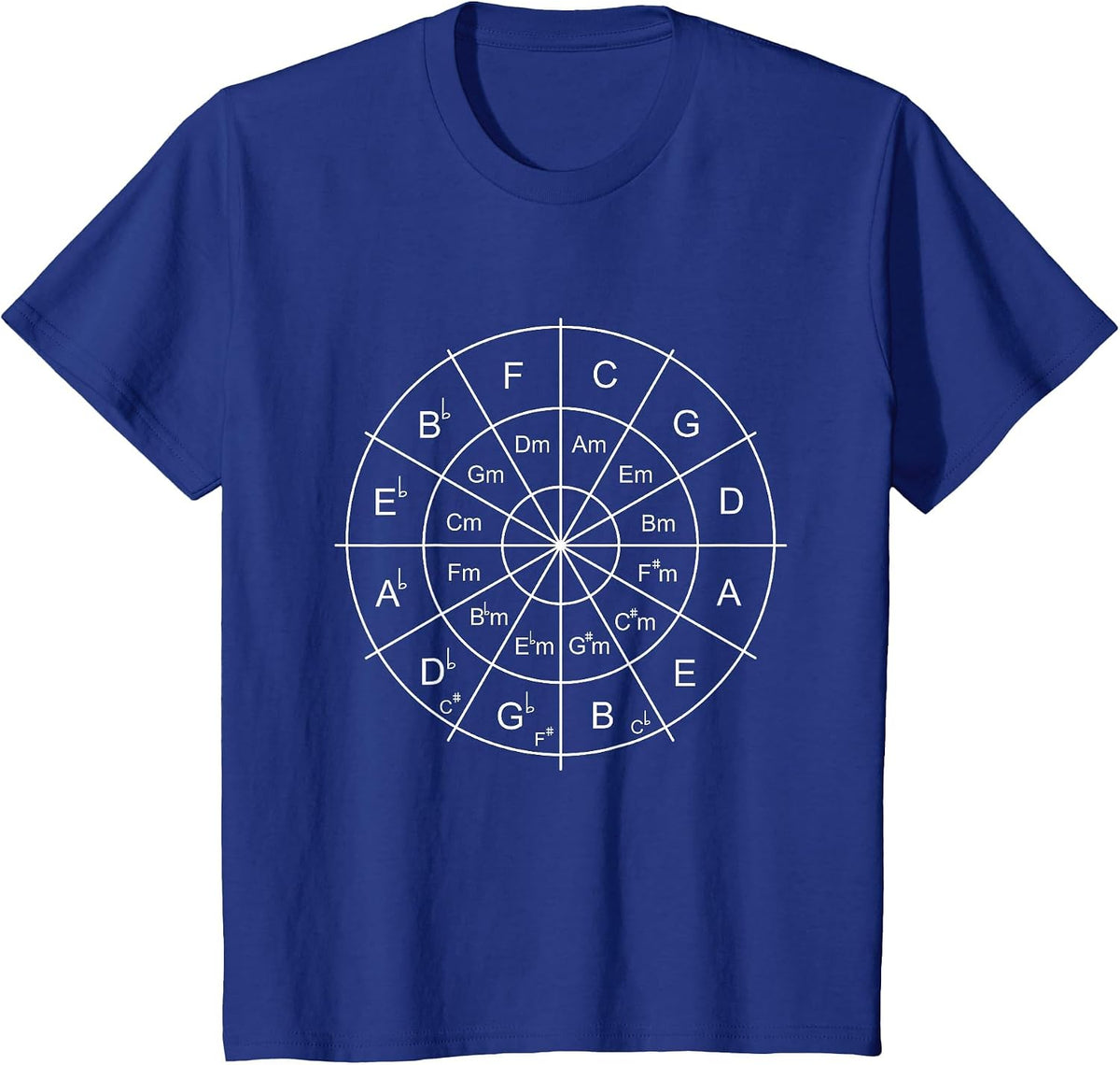 Circle of Fifths Music Teacher Music Student Musician T-Shirt - Royal Blue