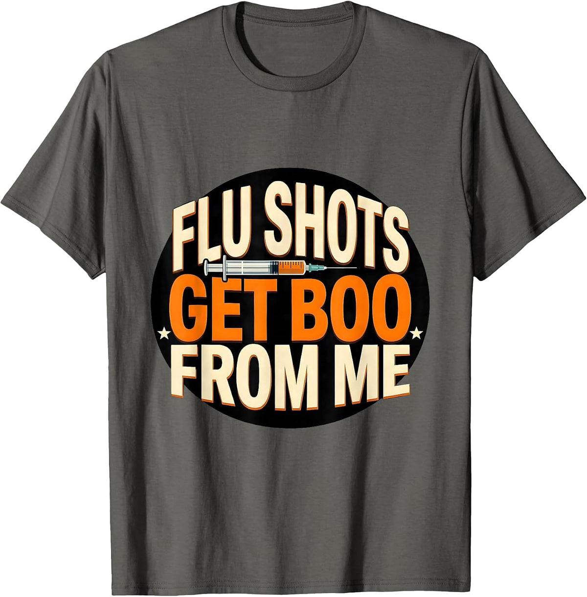 Flu Shots Get Boo From Me Funny Nurse Ghost Halloween T-Shirt - Asphalt Grey