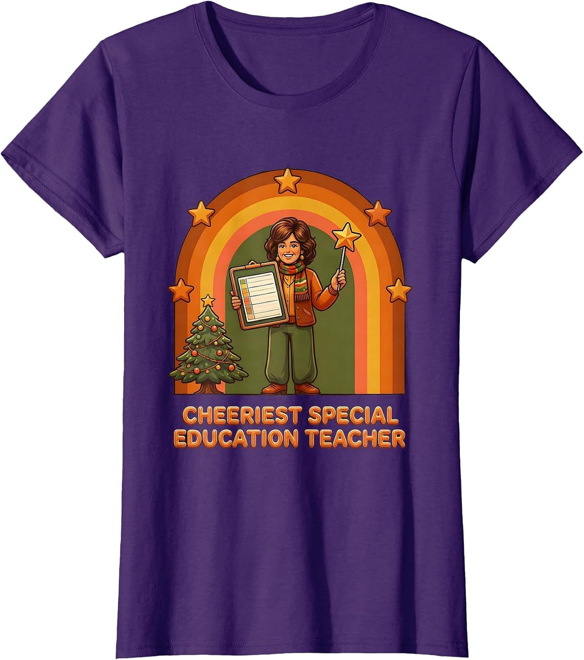 Women's Cheeriest Special Education Teacher Retro Funny Teacher T-Shirt - Purple