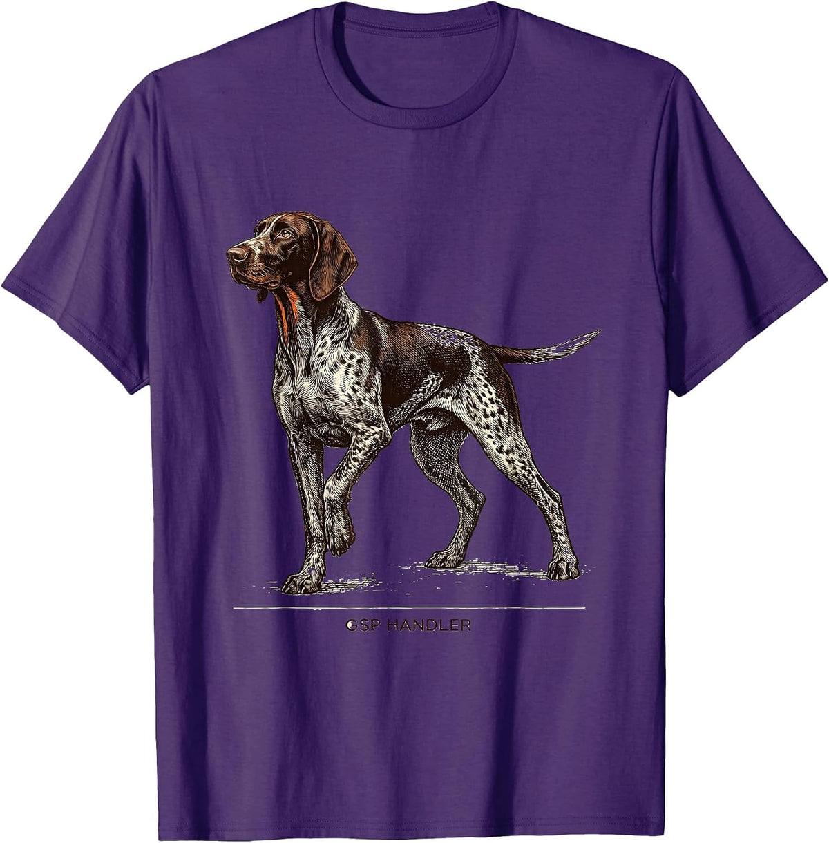 GSP Handler Crosshatch Etching German Shorthaired Pointer T-Shirt - Purple