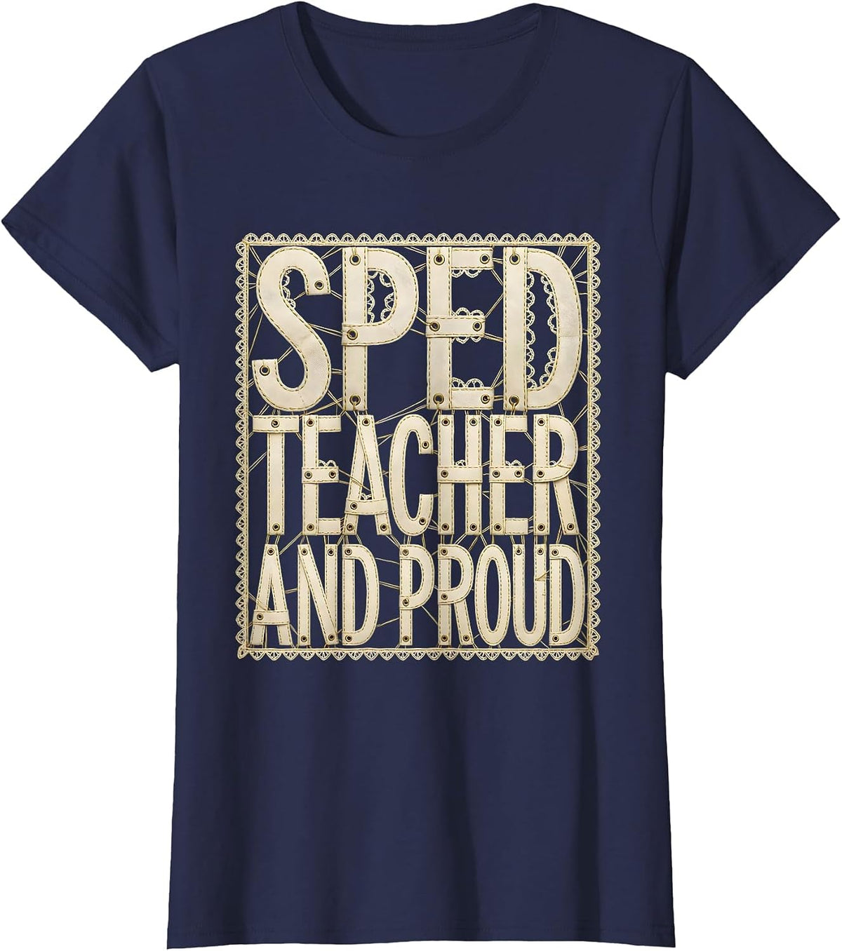 Women's Sped Teacher and Proud Special Education Design T-Shirt - Navy Blue