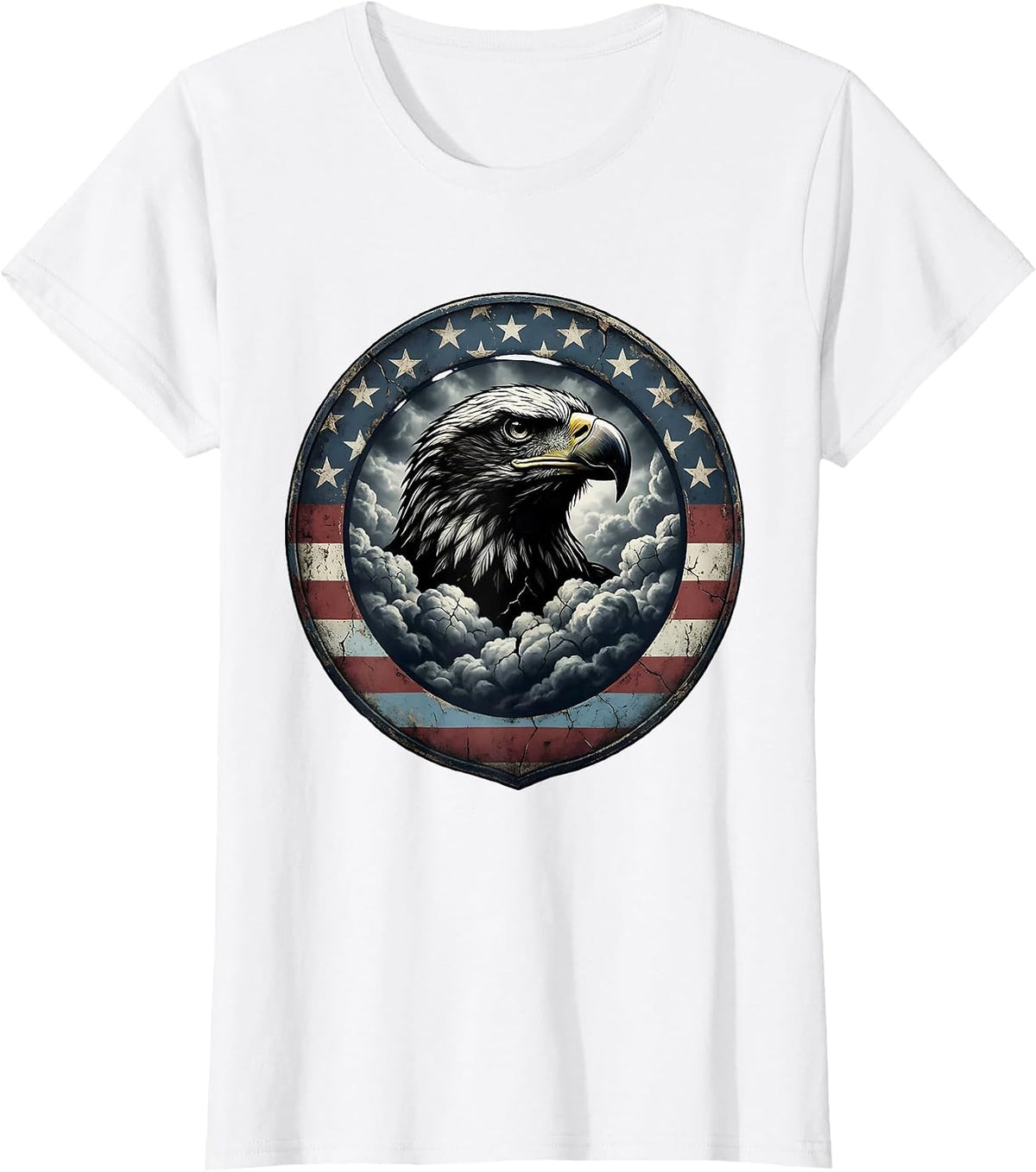 Eagle Rising From Storm Clouds Patriotic Design T-Shirt - White