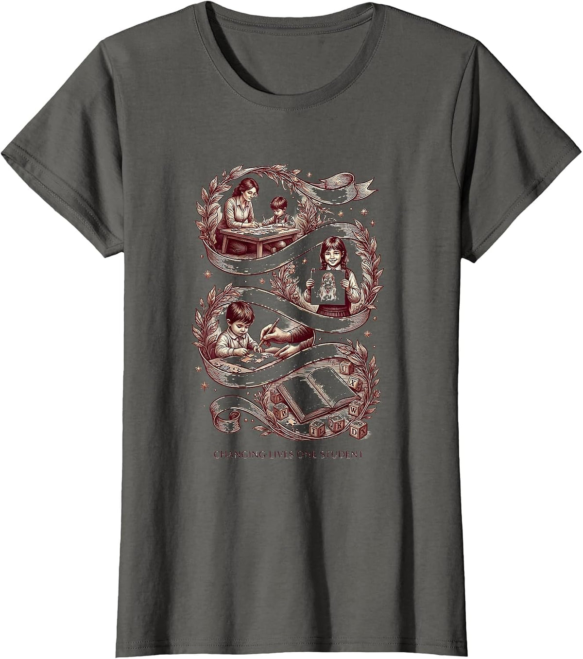 Women's Changing Lives One Student Special Education Teacher T-Shirt - Asphalt Grey