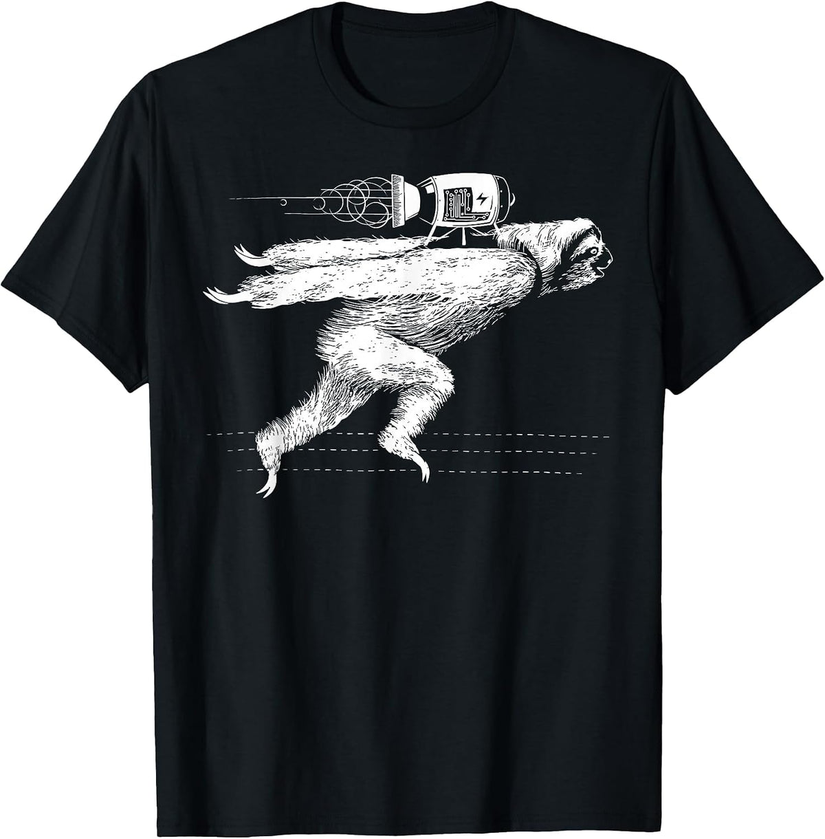 Rocket Sloth Lazy Space Traveller Speed Sloth Lover T-Shirt - Black