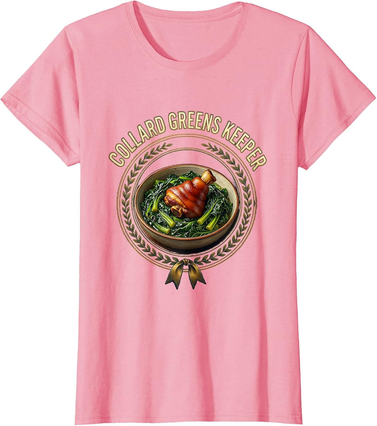 Women's Collard Greens Keeper Bootleg 90's Rap Rock Vintage Funny T-Shirt - Pink