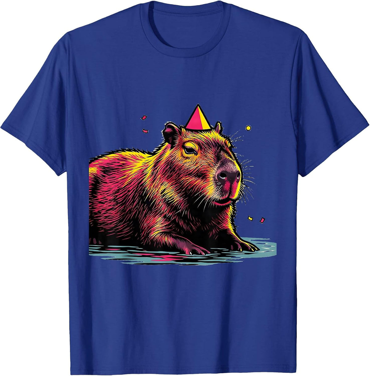 Men's Low Capybara Pop Art Birthday Novelty Gift T-Shirt - Royal Blue