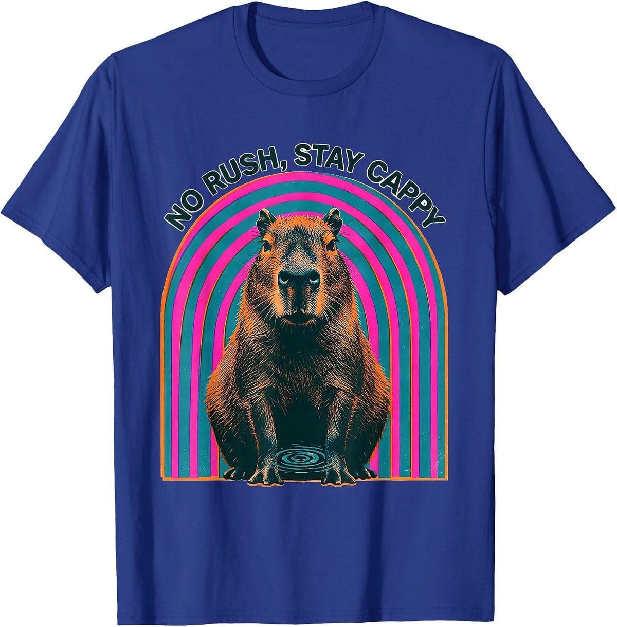 No Rush, Stay Cappy Funny Capybara Meme Animal Humor T-Shirt - Royal Blue