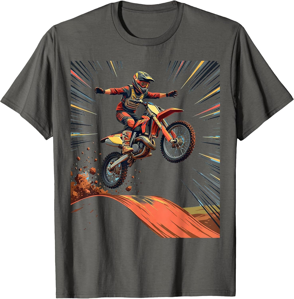 Men's 8th Birthday Dirt Bike Mid-Air Jump Graphic T-Shirt - Asphalt Grey