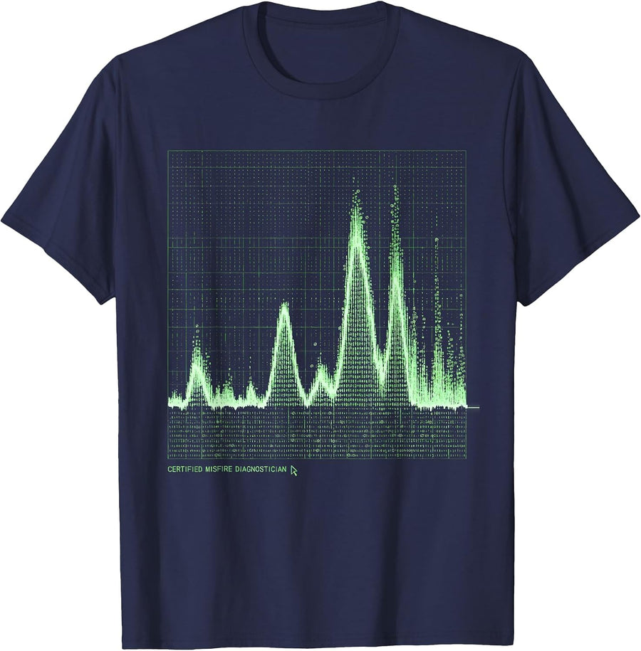 Certified Misfire Diagnostician Funny Mechanic Auto Repair T-Shirt - Navy Blue