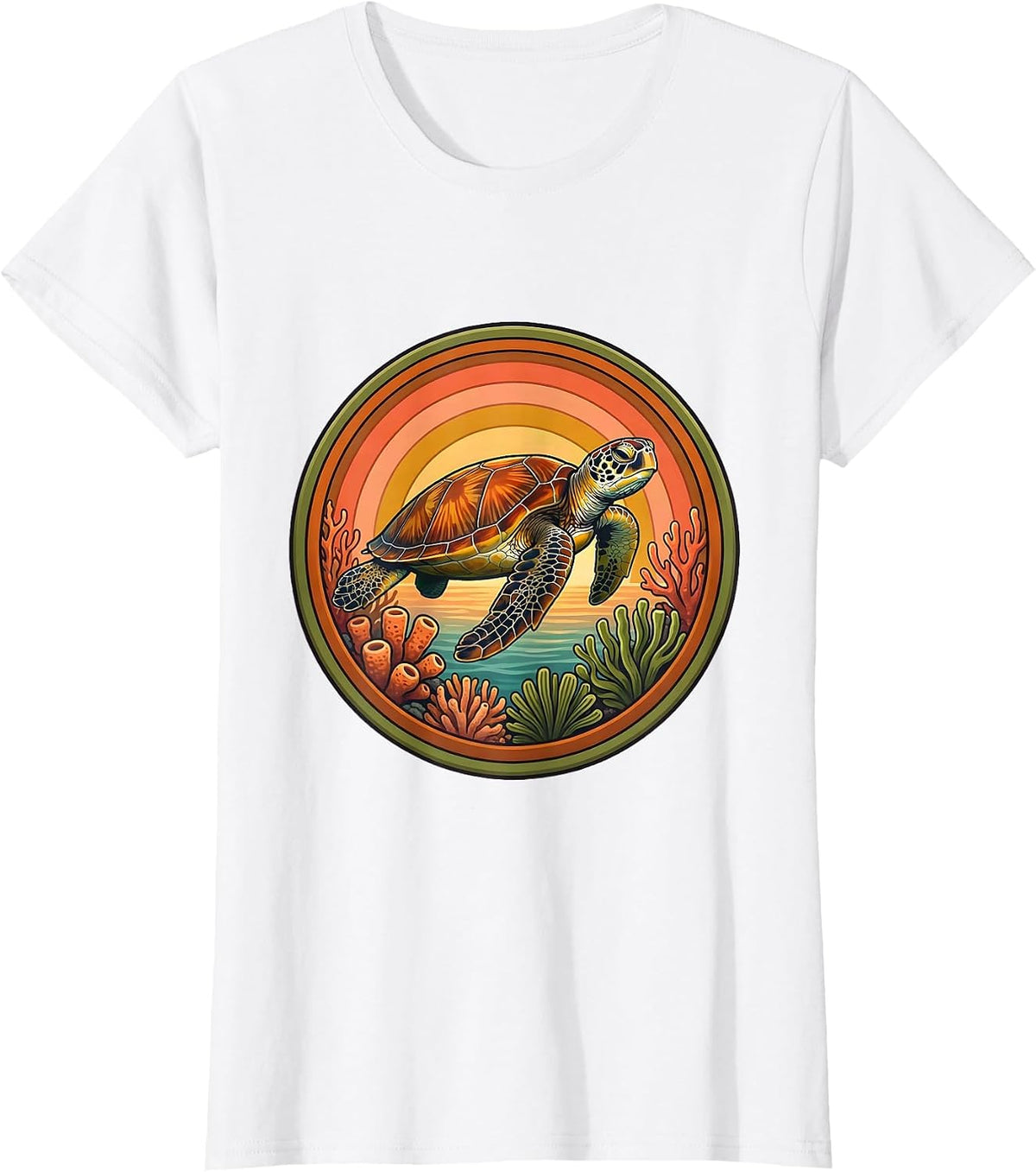 Women's Costa Rica Sea Turtle Coral Reef Graphic T-Shirt - White