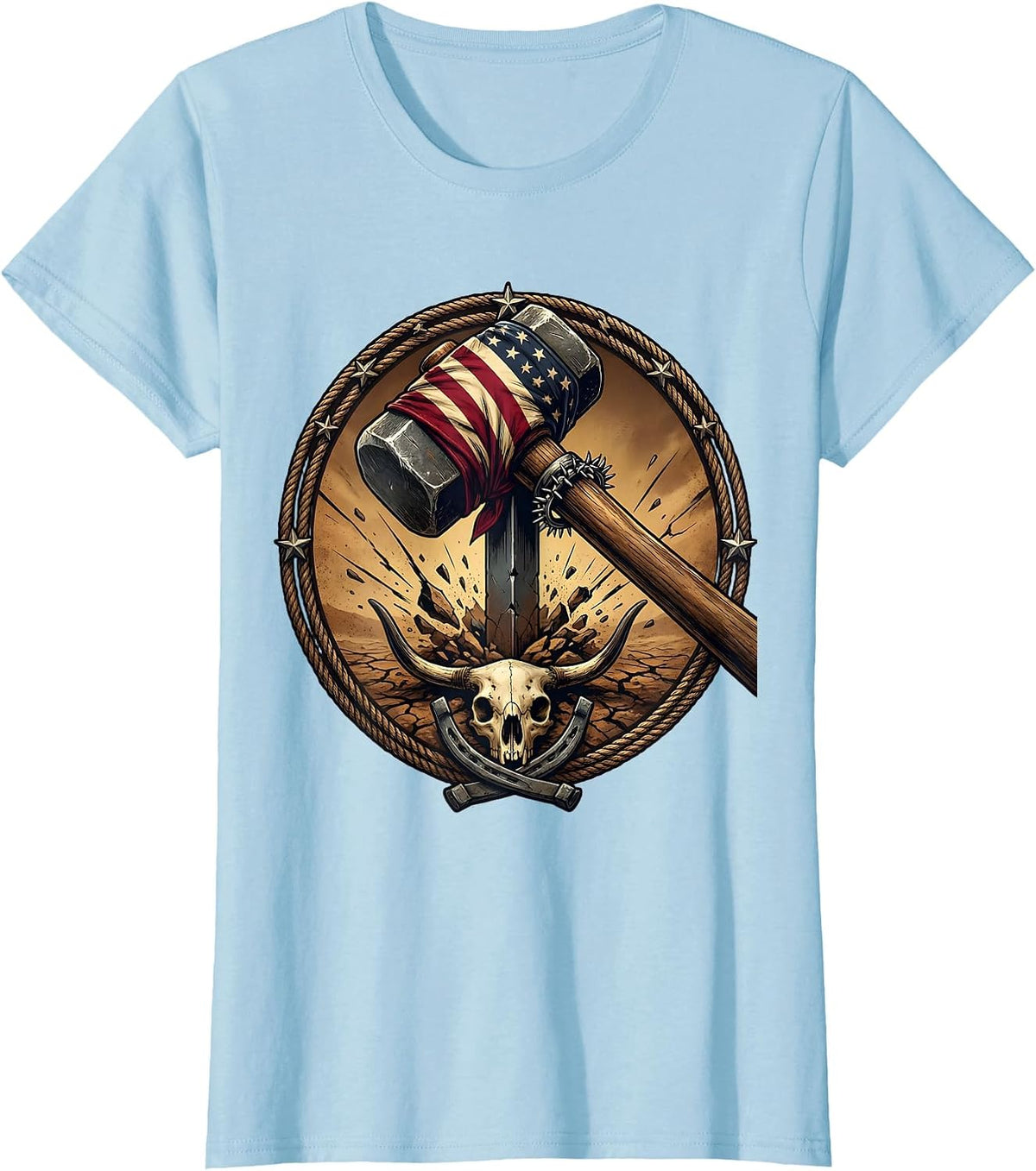 Labor Day Pile Driver Foundation Work Graphic T-Shirt - Baby Blue