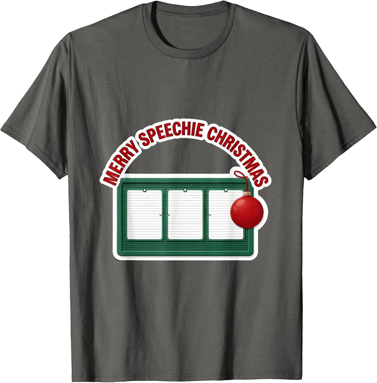 Merry Speechie Christmas Funny Speech Therapist SLP Holiday T-Shirt - Asphalt Grey