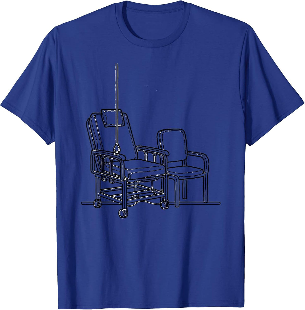 Contour-Line Chairs Nurse Gift IV Infusion Wear T-Shirt - Royal Blue