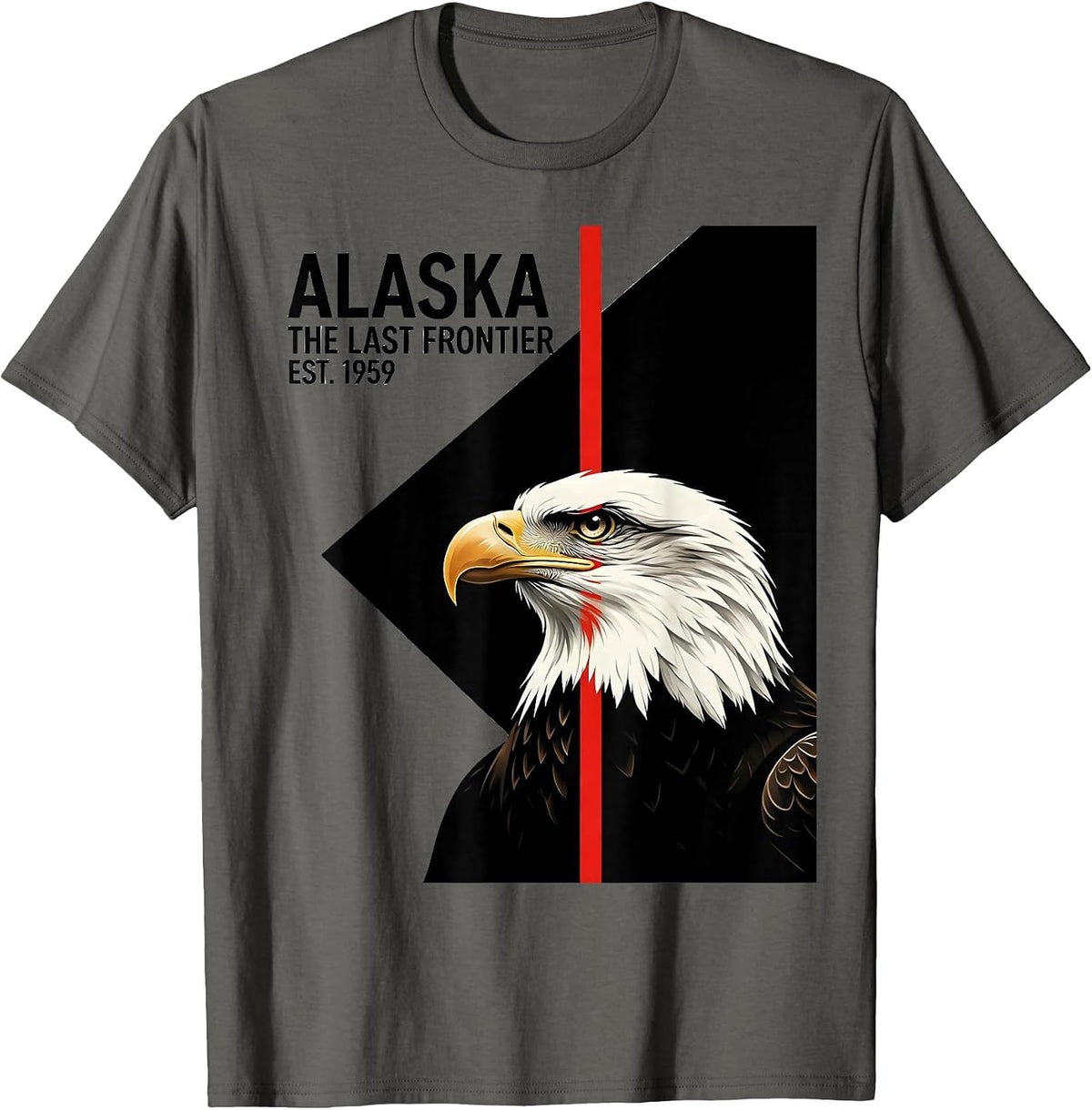 Men's Alaska The Last Frontier Est. 1959 Bald Eagle Vintage T-Shirt - Asphalt Grey