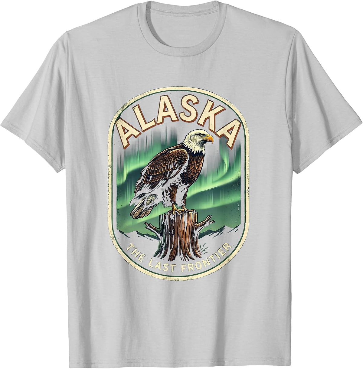 Men's Alaska The Last Frontier Vintage Bald Eagle Wildlife Nature T-Shirt - Silver Grey