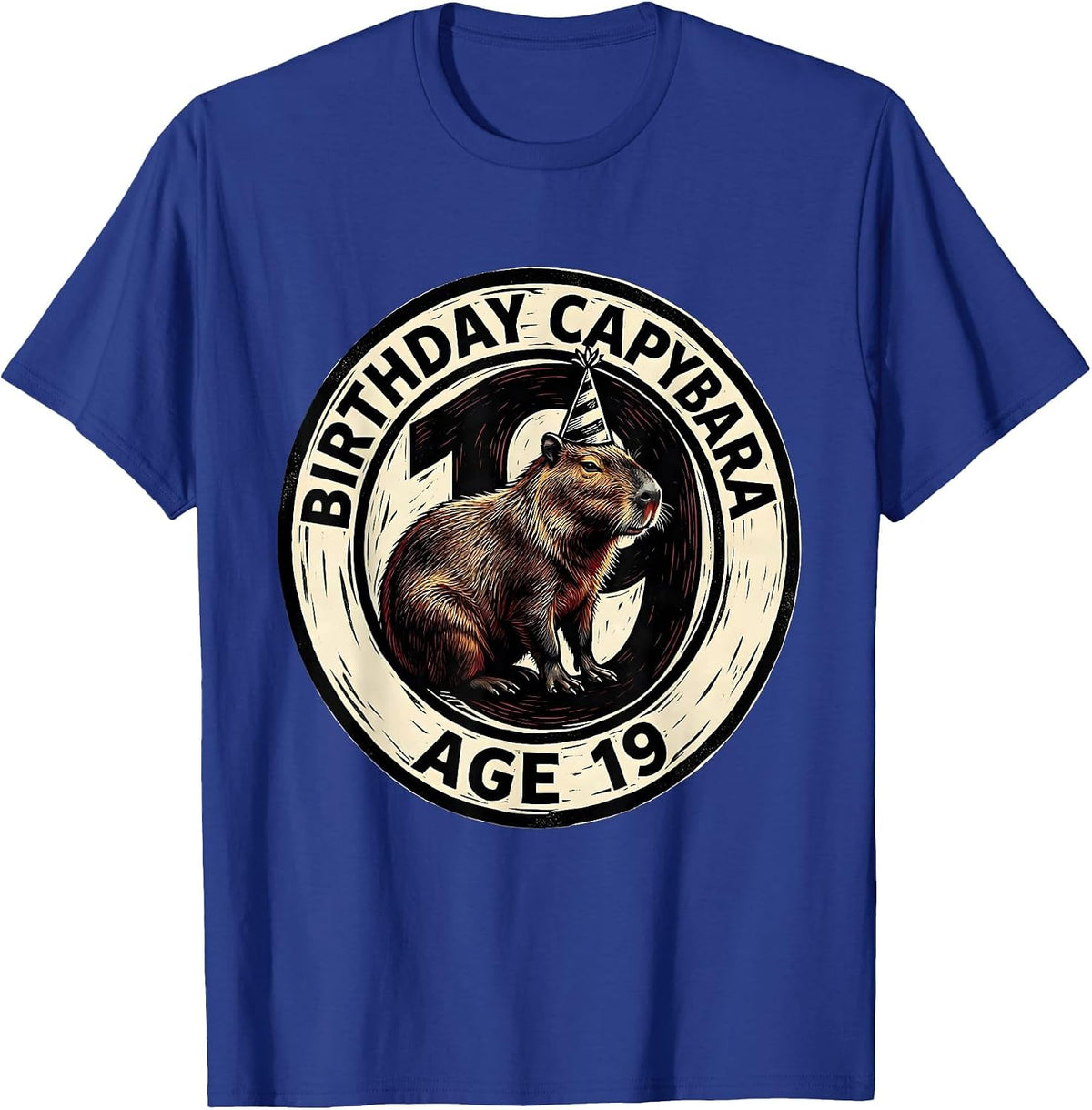 Birthday Capybara Age 19 Funny Animal Lover Party T-Shirt - Royal Blue