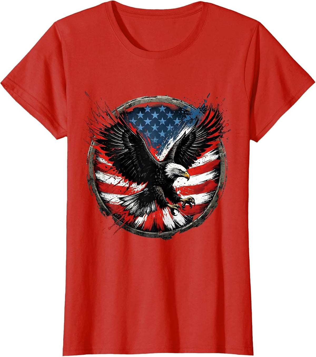 American Flag Dissolving Into Eagle Feathers T-Shirt - Red