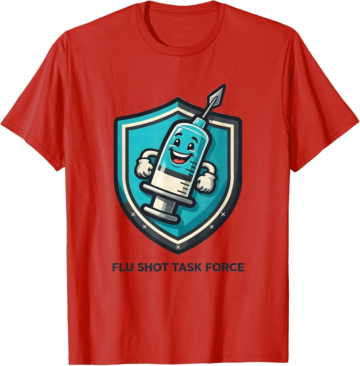 Men's Flu Shot Task Force Funny Nurse Doctor Vaccine Humor T-Shirt - Red